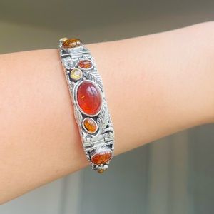 Vintage Baltic Natural Amber Stone 925
Sterling Silver Bracelet 7”